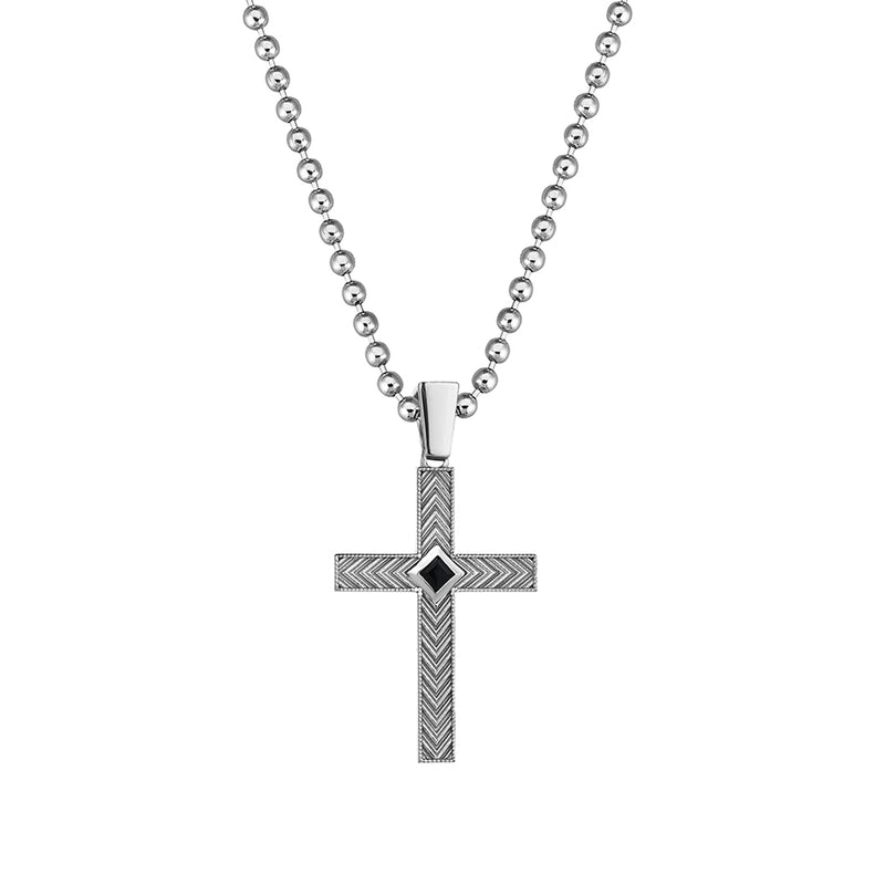 925 Sterling Silver Large Men's Cross Necklace Pendant Shiny 24